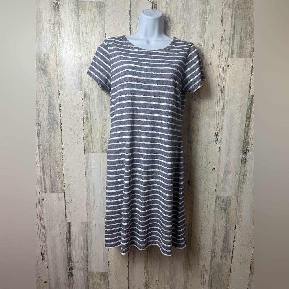 SAIL TO SABLE Navy & White Striped Dress size medium